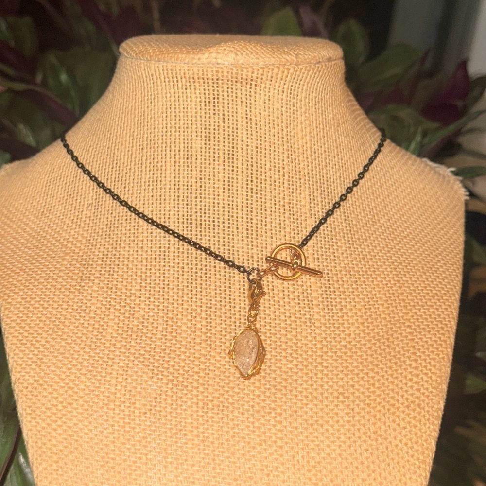 Toggle Charm Crystal Necklace - image 1